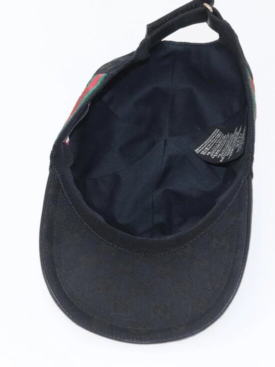 GUCCI Web Sherry Line GG Canvas Baseball Cap L Black 200035 204891 Auth ki6381 main image 10
